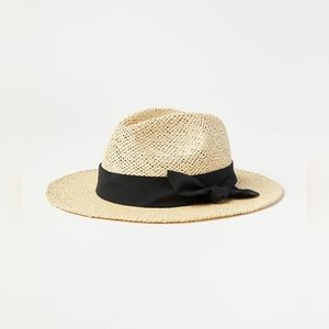 Loft Bow Straw Fedora Hat Size S/M